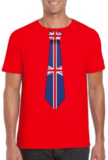 Bellatio Decorations Supporters T-shirt - rood - met vlag Groot Britannie kleuren stropdas - heren - korte mouw