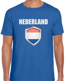 Bellatio Decorations Supporters T-shirt voor heren - blauw - Nederland thema - supporters kleding - sport M