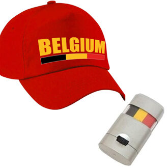 Bellatio Decorations Supporters verkleed set Belgie pet rood met schminkstift