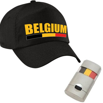 Bellatio Decorations Supporters verkleed set Belgie pet zwart met schminkstift