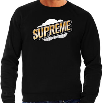 Bellatio Decorations Supreme fun tekst sweater voor heren zwart in 3D effect 2XL