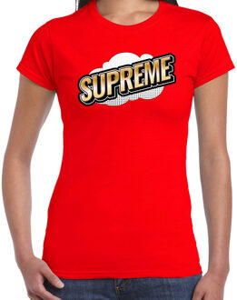 Bellatio Decorations Supreme fun tekst t-shirt voor dames rood in 3D effect L