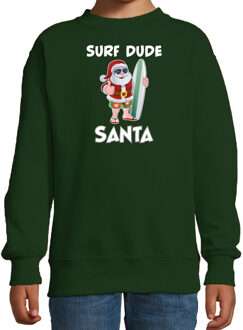 Bellatio Decorations Surf dude Santa fun Kerstsweater / outfit groen voor kinderen