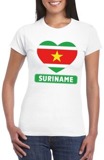 Bellatio Decorations Suriname hart vlag t-shirt wit dames XS