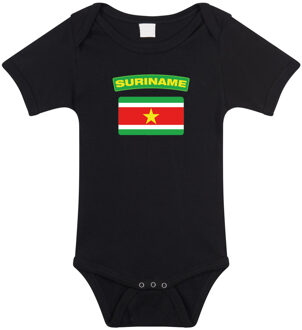 Bellatio Decorations Suriname landen rompertje met vlag zwart voor babys 56 (1-2 maanden)