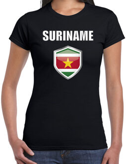 Bellatio Decorations Suriname landen supporters t-shirt - zwart - dames - fan kleding - korte mouwen