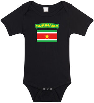 Bellatio Decorations Suriname romper met vlag zwart voor babys