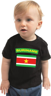 Bellatio Decorations Suriname t-shirt met vlag zwart voor babys 80 (7-12 maanden)