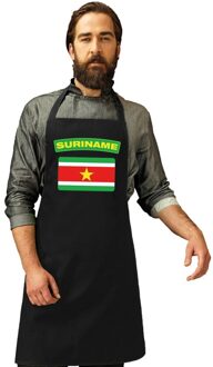 Bellatio Decorations Suriname vlag barbecueschort/ keukenschort zwart volwassenen