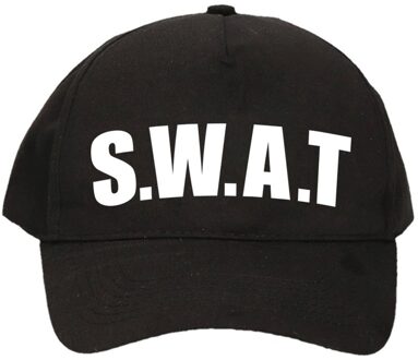 Bellatio Decorations SWAT team politie agent verkleed petje - 2x stuks - baseballcap - zwart - voor kinderen - verkleden