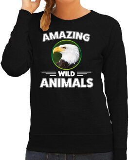 Bellatio Decorations Sweater arend roofvogels amazing wild animals / dieren trui zwart voor dames 2XL