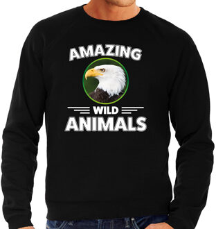 Bellatio Decorations Sweater arend roofvogels amazing wild animals / dieren trui zwart voor heren 2XL