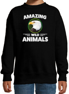Bellatio Decorations Sweater arend roofvogels amazing wild animals / dieren trui zwart voor kinderen 5-6 jaar (110/116)