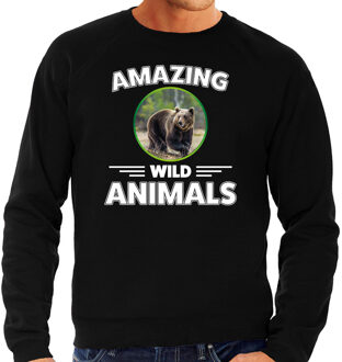 Bellatio Decorations Sweater beren amazing wild animals / dieren trui zwart voor heren 2XL