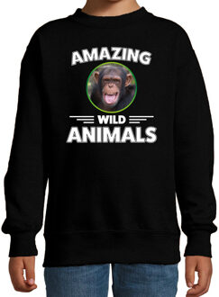 Bellatio Decorations Sweater chimpanzee monkeys are serious cool zwart kinderen - chimpansee apen/ chimpansee trui 12-13 jaar (152/164)