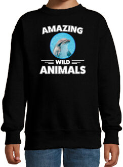 Bellatio Decorations Sweater dolphines are serious cool zwart kinderen - dolfijnen/ dolfijn trui 12-13 jaar (152/164)