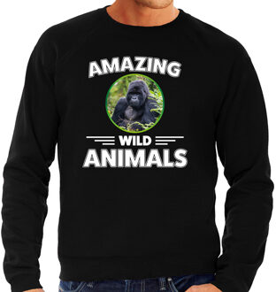 Bellatio Decorations Sweater gorilla apen amazing wild animals / dieren trui zwart voor heren 2XL