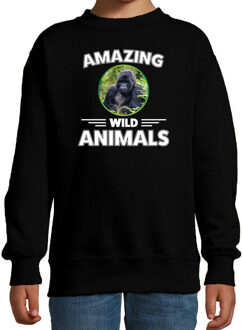 Bellatio Decorations Sweater gorilla apen amazing wild animals / dieren trui zwart voor kinderen 3-4 jaar (98/104)