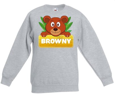 Bellatio Decorations Sweater grijs voor kinderen met Browny de beer