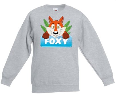 Bellatio Decorations Sweater grijs voor kinderen met Foxy de vos