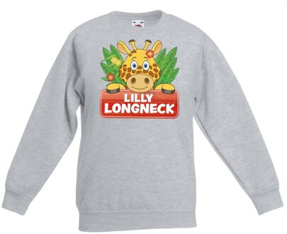 Bellatio Decorations Sweater grijs voor kinderen met Lilly longneck de giraffe