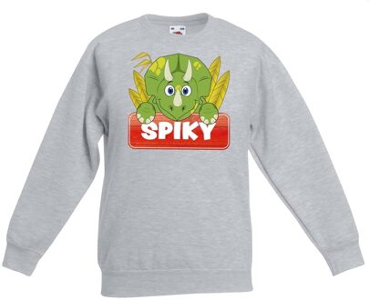 Bellatio Decorations Sweater grijs voor kinderen met Spiky de dinosaurus