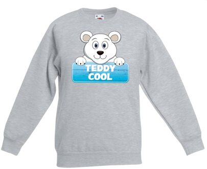 Bellatio Decorations Sweater grijs voor kinderen met Teddy Cool de ijsbeer