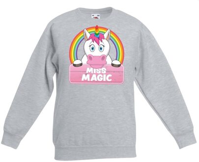 Bellatio Decorations Sweater grijs voor meisjes met Miss Magic de eenhoorn