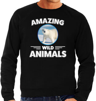 Bellatio Decorations Sweater ijsberen amazing wild animals / dieren trui zwart voor heren 2XL