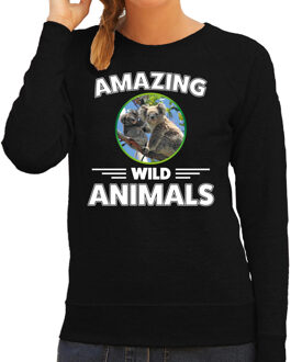 Bellatio Decorations Sweater koalaberen amazing wild animals / dieren trui zwart voor dames 2XL