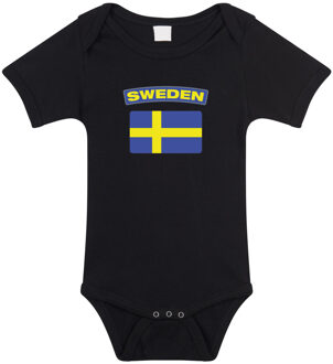 Bellatio Decorations Sweden / Zweden landen rompertje met vlag zwart voor babys 56 (1-2 maanden)