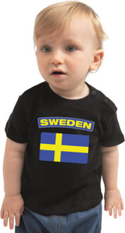 Bellatio Decorations Sweden / Zweden landen shirtje met vlag zwart voor babys 62 (1-3 maanden)