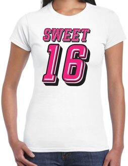 Bellatio Decorations Sweet 16 verjaardag t-shirt wit voor dames