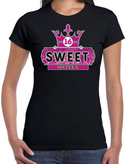 Bellatio Decorations Sweet 16e verjaardag t-shirt zwart voor dames 2XL