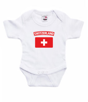 Bellatio Decorations Switzerland romper met vlag Zwitserland wit voor babys 56 (1-2 maanden)