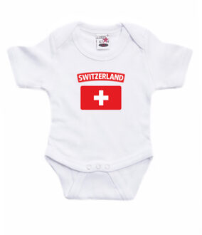 Bellatio Decorations Switzerland romper met vlag Zwitserland wit voor babys
