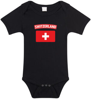 Bellatio Decorations Switzerland romper met vlag Zwitserland zwart voor babys