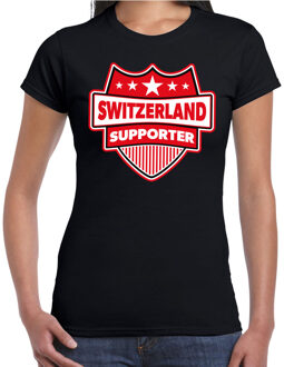 Bellatio Decorations Switzerland supporter schild t-shirt zwart voor dames - Zwitzerland landen t-shirt / kleding - EK / WK / Olympische spelen outfit XL