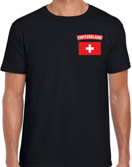 Bellatio Decorations Switzerland t-shirt met vlag Zwitserland zwart op borst voor heren