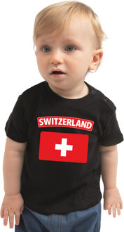 Bellatio Decorations Switzerland t-shirt met vlag Zwitserland zwart voor babys 80 (7-12 maanden)