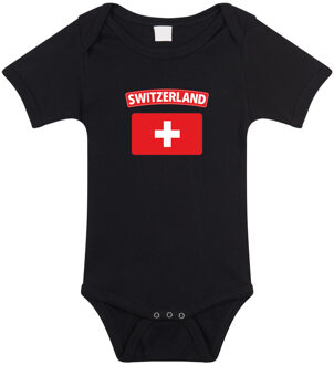 Bellatio Decorations Switzerland / Zwitserland landen rompertje met vlag zwart voor babys 56 (1-2 maanden)