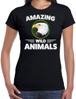 Bellatio Decorations T-shirt arend roofvogels amazing wild animals / dieren zwart voor dames 2XL