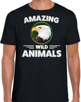 Bellatio Decorations T-shirt arend roofvogels amazing wild animals / dieren zwart voor heren 2XL