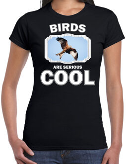 Bellatio Decorations T-shirt birds are serious cool zwart dames - arenden/ rode wouw roofvogel shirt XS