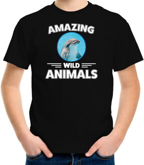 Bellatio Decorations T-shirt dolphines are serious cool zwart kinderen - dolfijnen/ dolfijn shirt L (146-152)