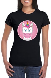 Bellatio Decorations T-shirt eenhoorn zwart dames