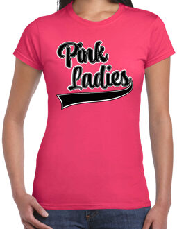 Bellatio Decorations T-shirt Grease Pink ladies - roze - carnaval shirt L - Feestshirts