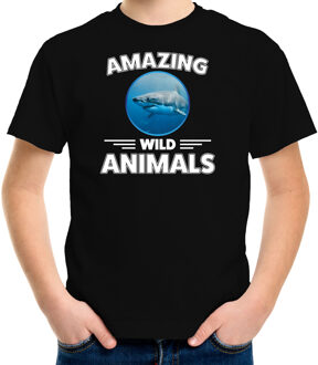 Bellatio Decorations T-shirt haaien amazing wild animals / dieren zwart voor kinderen