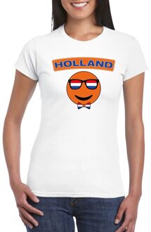 Bellatio Decorations T-shirt Holland smiley wit dames XS - Feestshirts