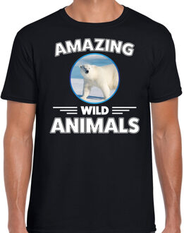 Bellatio Decorations T-shirt ijsberen amazing wild animals / dieren zwart voor heren 2XL